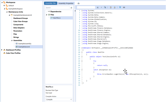 Sample assembly code file for a workspace.  